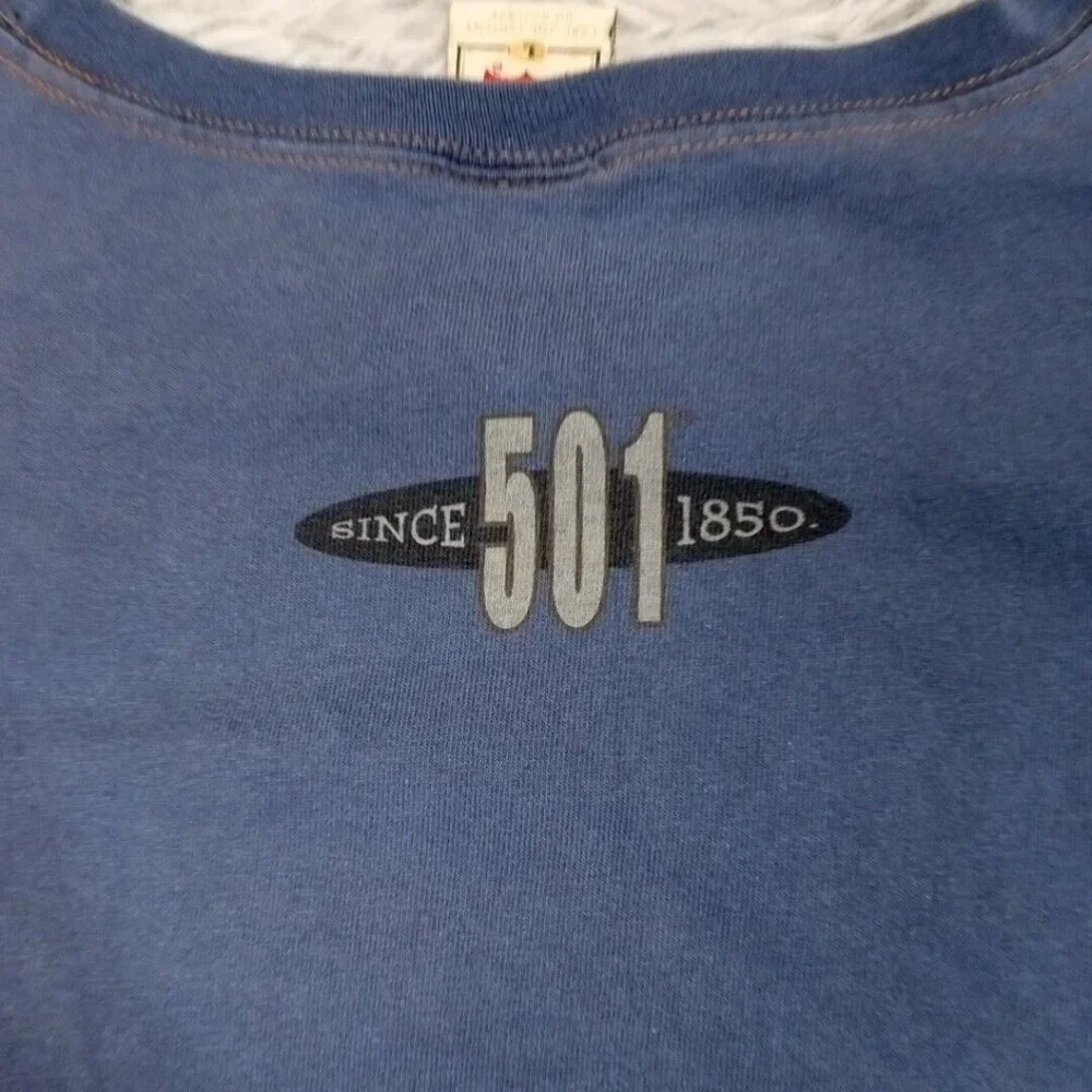 Vintage Levi's Mens Shirt‎ Blue L Tee 90's 501 Strauss Co. San Francisco